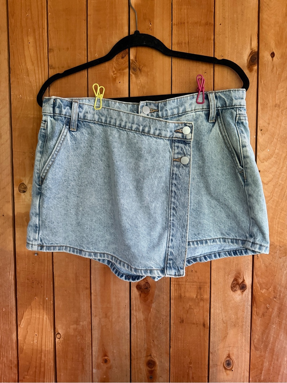 Altar’d State Light Wash Denim Skort Shorts